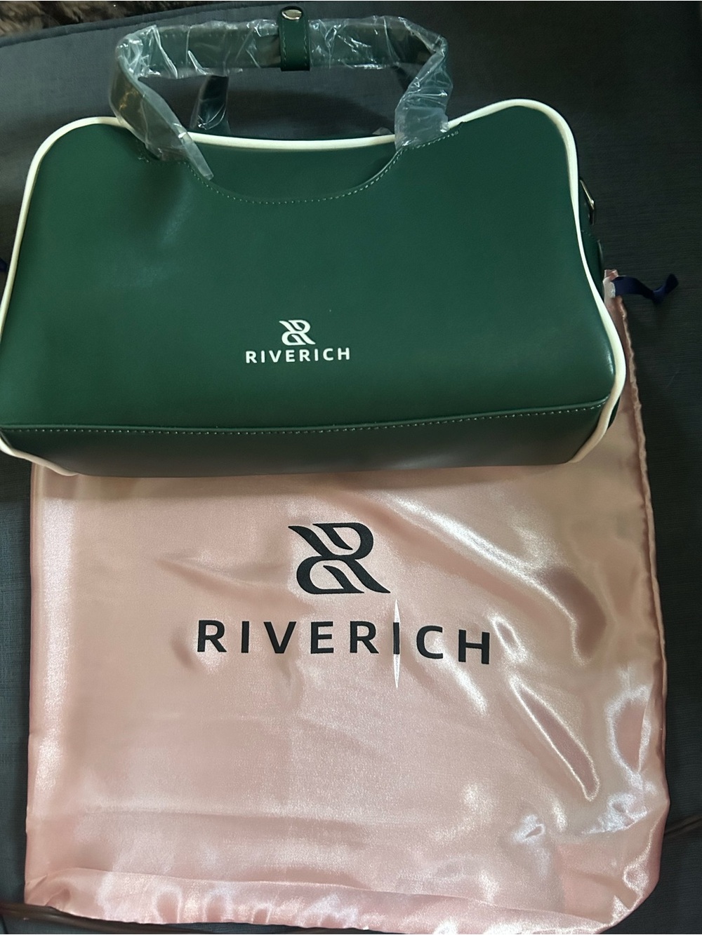 Riverich Forest Green Crossbody Bag with Cream Trim